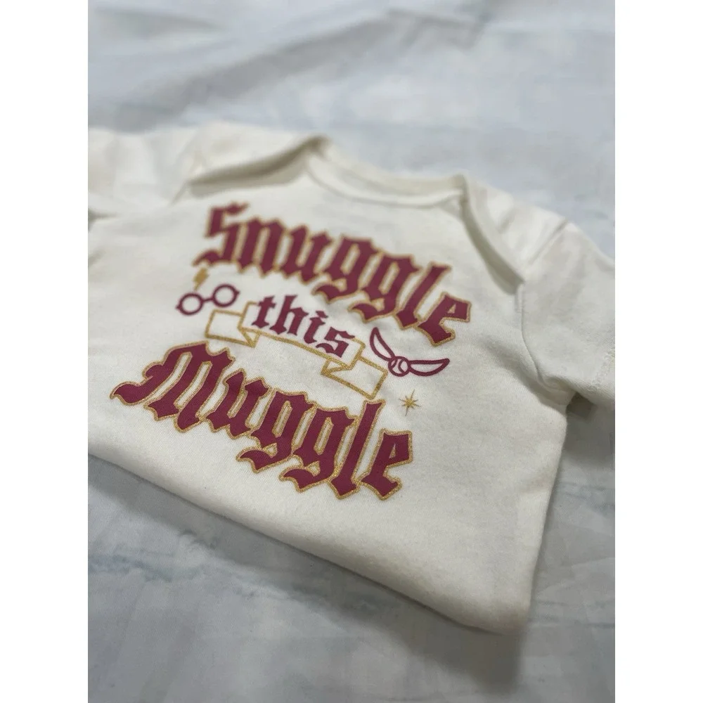 Harry Potter Snuggle This Muggle Baby Ivory Bodysuit  One Piece‎ Sz 3-6 Months